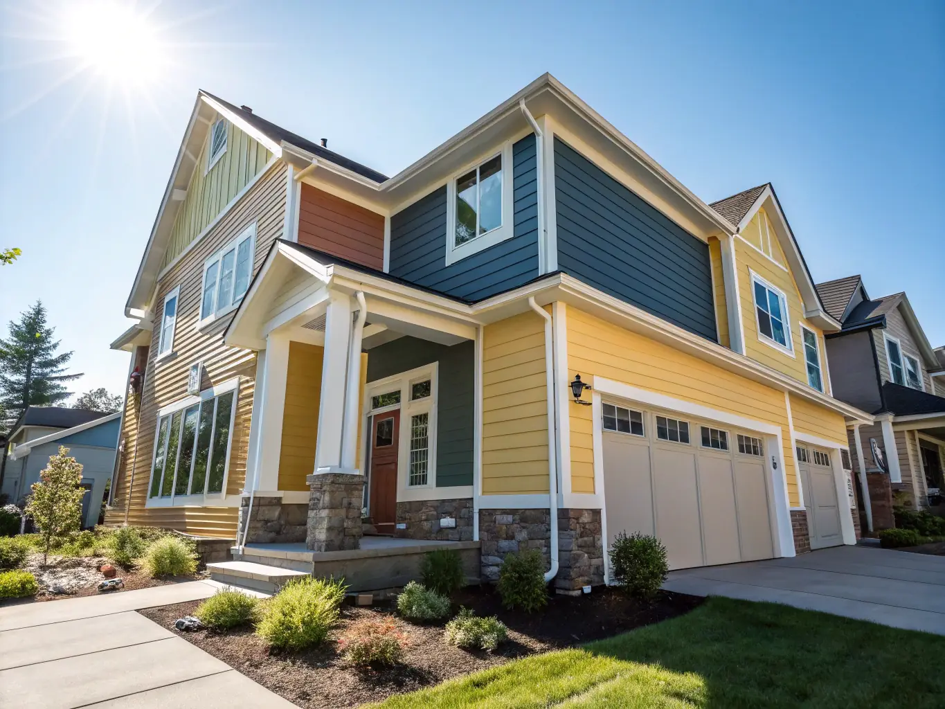 A beautifully sided home exterior, featuring high-quality siding materials and expert installation by DSA Masonry & Home Improvement, enhancing curb appeal and protection.